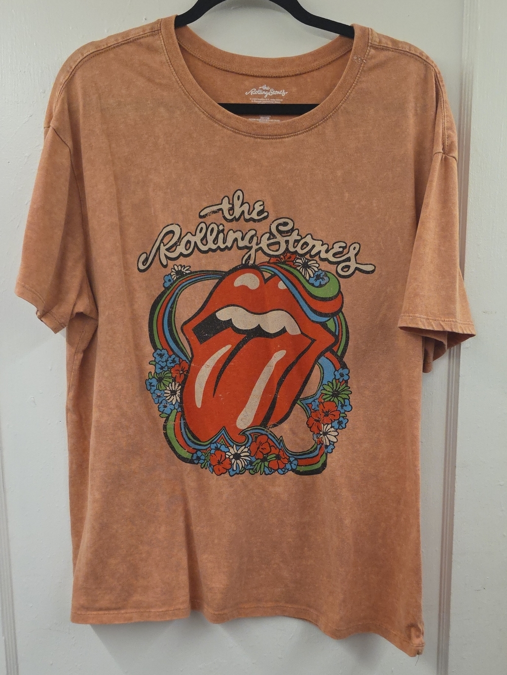 The Rolling Stones Graphic Tee XXL 20 Mineral Wash Floral Retro Band Shirt